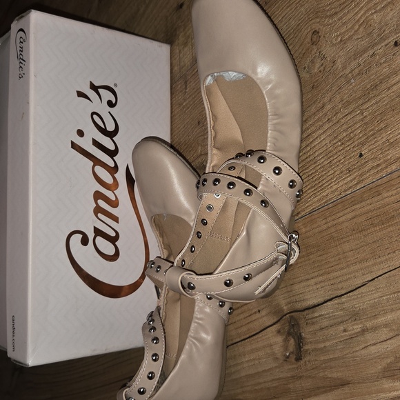 Candie's | Canadir Women's Studded Strap Flats - Beige/Blush - Picture 4 of 7